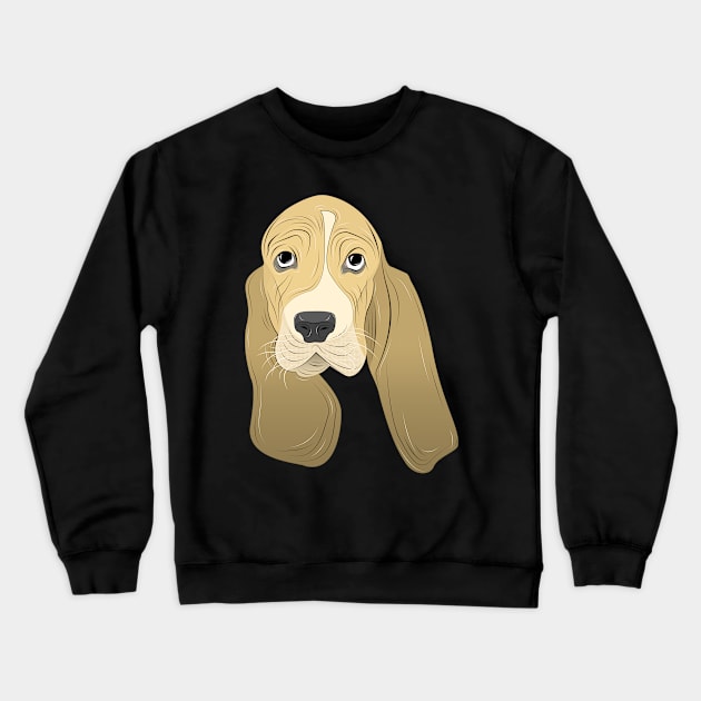 cute basset hound puppy face Crewneck Sweatshirt by dwalikur